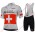 Radsport Team Ag2r La Mondiale 2018 Swiss Champion Radbekleidung Satz Trikot Kurzarm+Trägerhosen Set