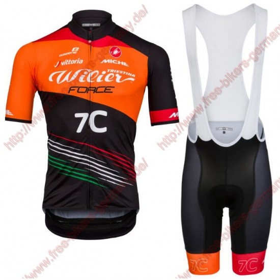 Radsport TEAM WILIER FORCE 7C 2018 Radbekleidung Satz Trikot Kurzarm+Trägerhosen Set