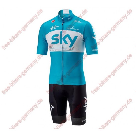 Profiteam 2018 TEAM SKY blau Fahrradbekleidung Trikot Kurzarm+Radhose