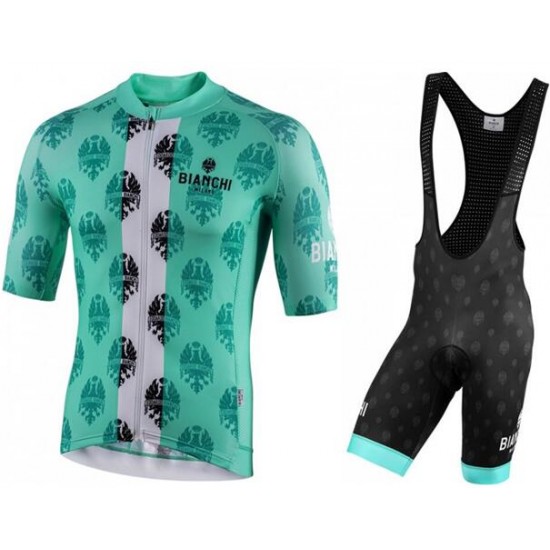 Fahrradbekleidung Radsport 2020 BIANCHI MILANO Roncaccio Trikot Kurzarm Outlet+Palizzi Trägerhosen Set Grün