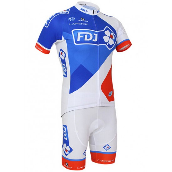2015 FDJ Radbekleidung Radtrikot Kurzarm und Fahrradhosen Kurz IMFH948