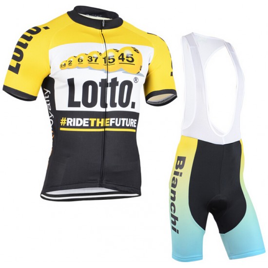 2015 Lotto Radtrikot Kurzarm und Bianchi Kurz Trägerhose KSRF210