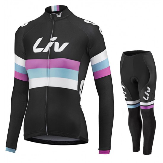 Damen LIV RACE DAY SS 2015 Long Black Cycling Fahrradbekleidung Radtrikot Satz Langarm und Lange Fahrradhose ZBQC742