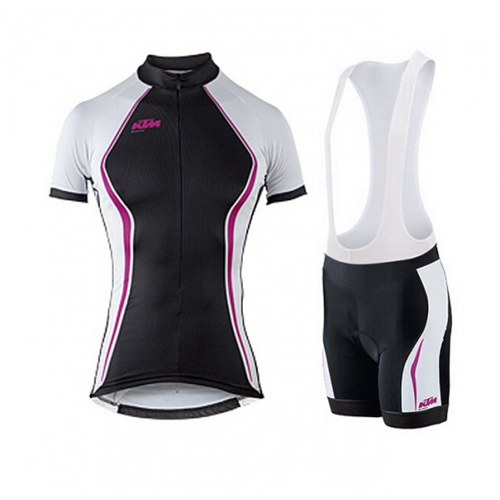 2015 KTM Damen pourpre Fahrradbekleidung Satz Fahrradtrikot Kurzarm Trikot und Kurz Trägerhose ZYPJ431