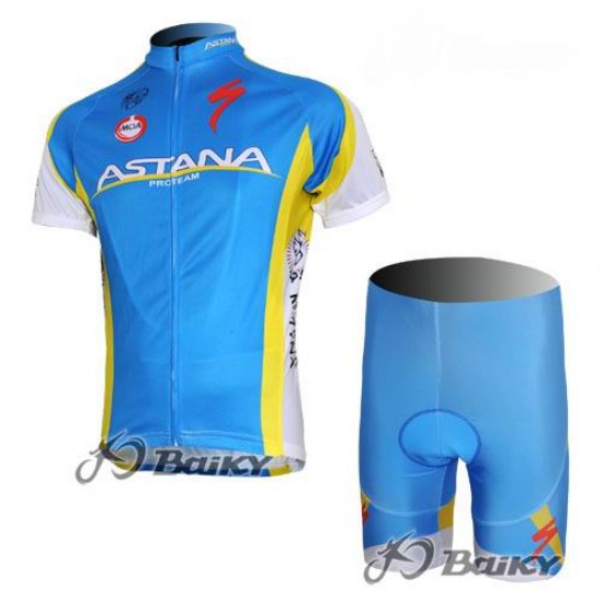 Astana Pro Team Radtrikot Kurzarm Kurz Radhose Kits Blau LCBV785