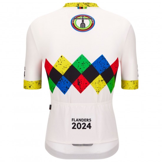 Bekleidung Herren Santini UCI Gravel Weltmeisterschaft trikot Flandern 2024-Weiss Bekleidung Herren Santini UCI Gravel Weltmeisterschaft trikot Flandern 2024-Weiss