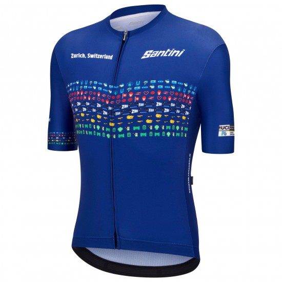 Bekleidung Herren Zurich 2024 Santini UCI Masters Weltmeister trikot-Blau Bekleidung Herren Zurich 2024 Santini UCI Masters Weltmeister trikot-Blau