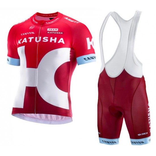 2016 Katusha Fahrradbekleidung Satz Fahrradtrikot Kurzarm Trikot und Kurz Trägerhose VACC934