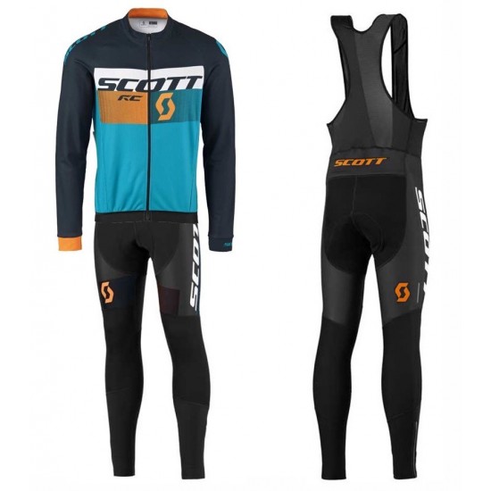 2016 Scott RC Schwarz-Gelb-Blau Fahrradbekleidung Satz Radtrikot Langarm+Lang Trägerhose RFGZ146