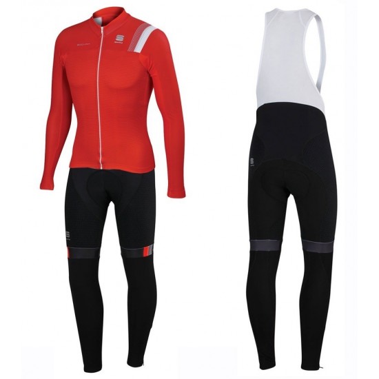 2016 Sportful JSW Rot Fahrradbekleidung Satz Radtrikot Langarm+Lang Trägerhose NMGT835