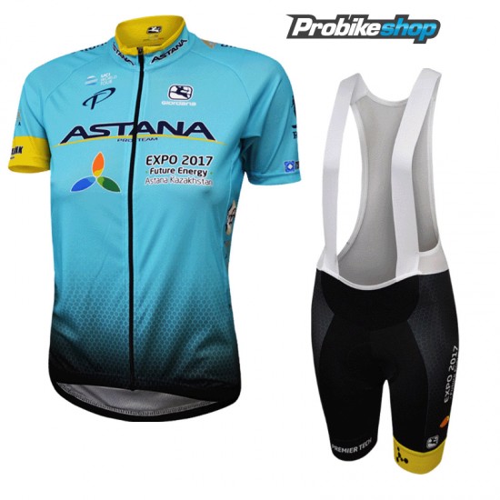 Astana Pro Team 2017 Damen Fahrradbekleidung Satz Radtrikot Kurzarm+Kurz Trägerhose 835PBIS Astana Pro Team 2017 Damen Fahrradbekleidung Satz Radtrikot Kurzarm+Kurz Trägerhose 835PBIS