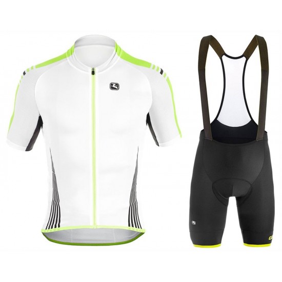 2017 Giordana Sahara Weiß-Vert Fahrradbekleidung Satz Radtrikot Kurzarm+Kurz Trägerhose 999GCCB